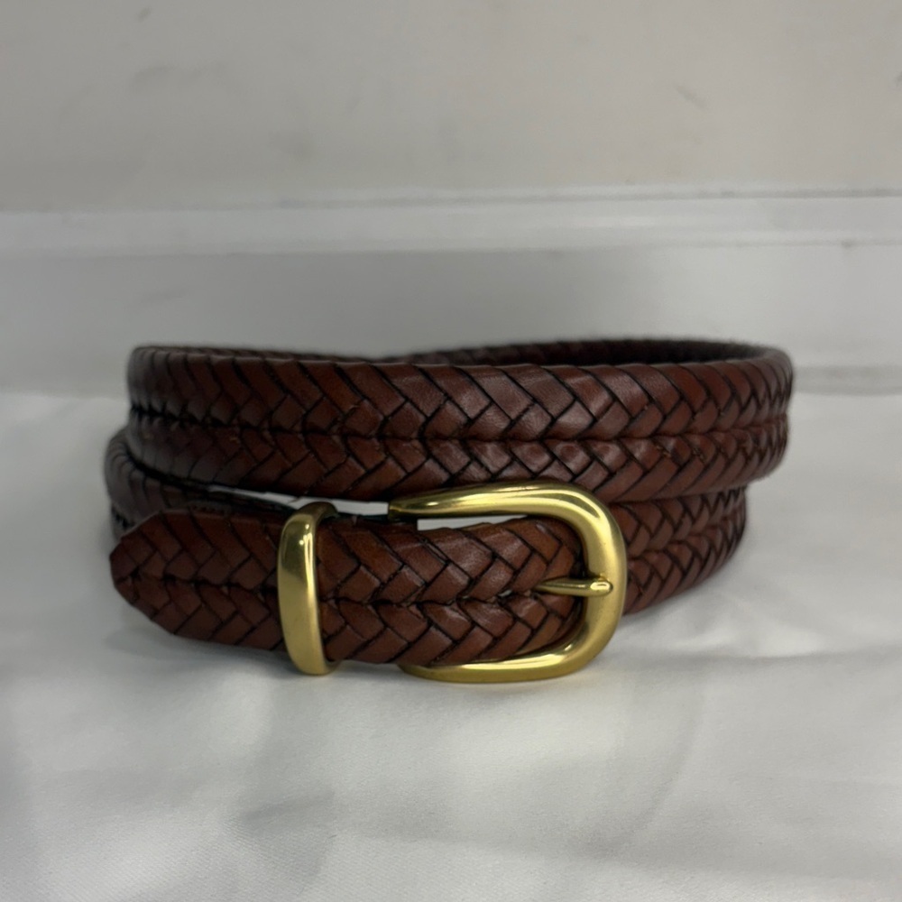 COACH VINTAGE BROWN BRAIDED LEATHER BELT UNISEX WOVEN